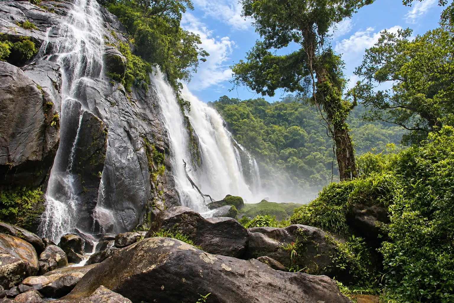 Grupo caminhando pela Mata Atlântica